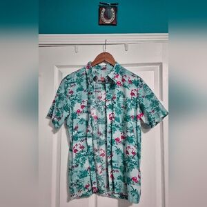 Tropical Flamingo Print Men's Shirt